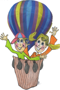 Mia og Marius i luftballongen